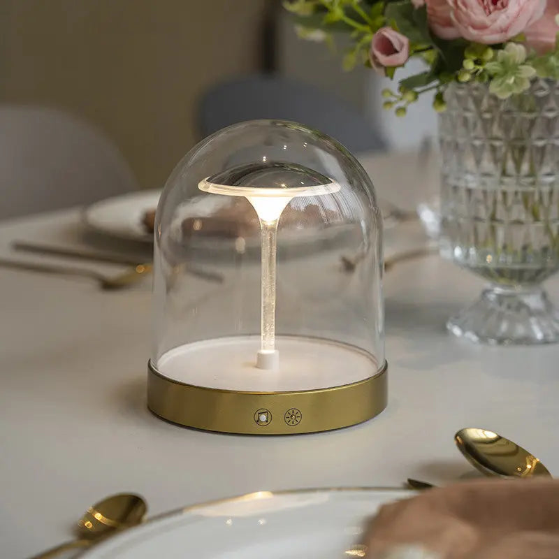 LED Decorative Table Lamp with Fairy Tale Glass Dome for Ambient Lighting Luxe