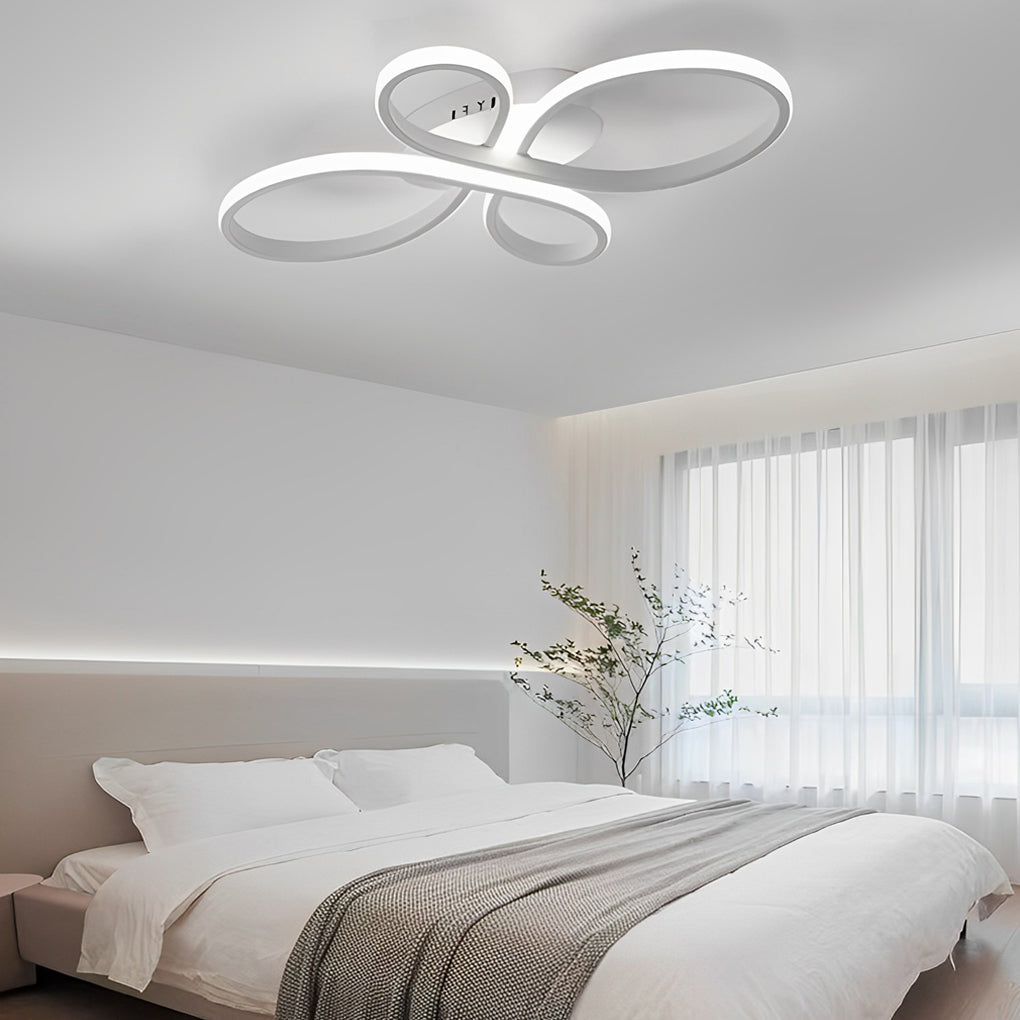 Intertwined Flower Flush-Mount LED Ceiling Light — Aluminum, 1-Light, 37W, Dimmable with Remote, 2800K–7000K, 24" Wide