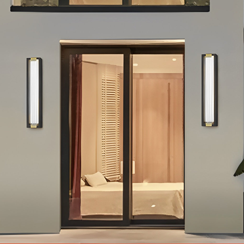 Modern Rectangular Outdoor Wall Sconce — Black Stainless Steel & Acrylic, LED 20W, 24", Waterproof, 3000K/4000K/6000K