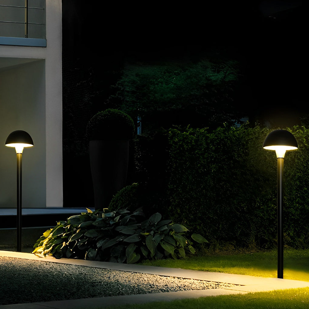 Mushroom Outdoor Bollard Light — Black Aluminum & Acrylic, LED Warm White, IP65 Weatherproof