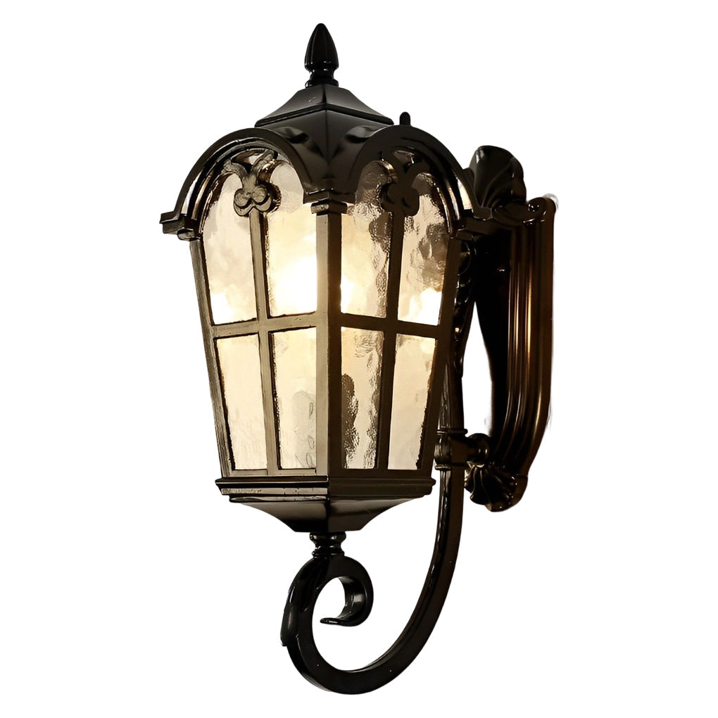 Vintage Outdoor Wall Sconce — Die-Cast Aluminum and Tempered Glass, Black, E27, Waterproof