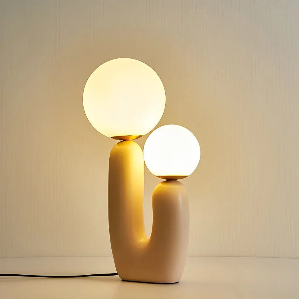 Modern Beige Cactus LED Accent Table Lamp with 2 Lights Luxe