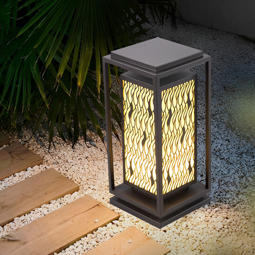 Retro Black LED Outdoor Bollard Path Light — Stainless Steel and Faux Marble, IP65, 3000K Warm White
