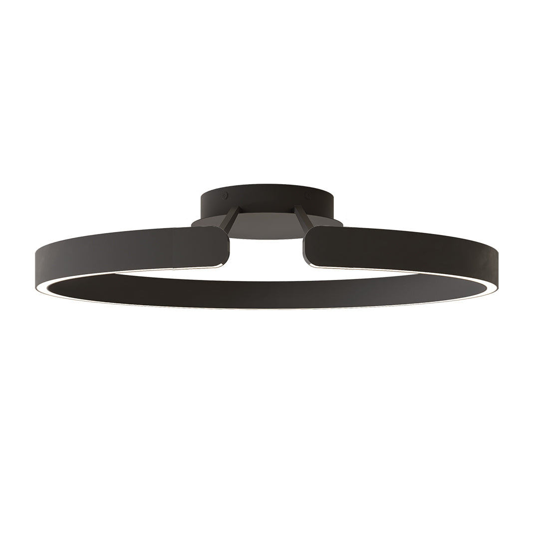 Minimalist Halo Ring Flush-Mount Ceiling Light — Iron & Aluminum, 80W LED, 15.8" or 23.6", Black / White / Coffee Brown