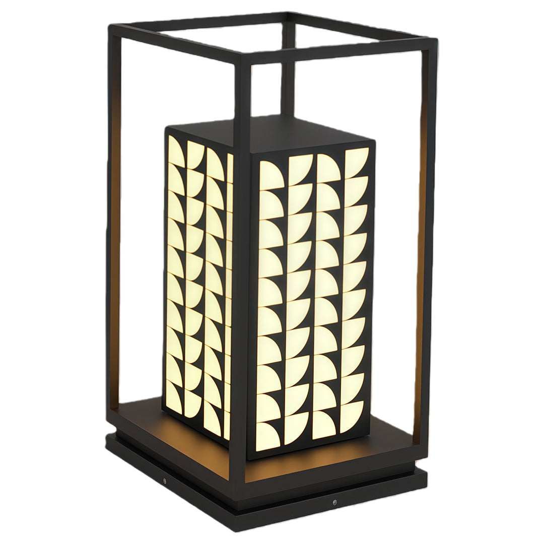 Modern LED Bollard Path Light — Black Stainless Steel, Acrylic Shade, Solar / Hardwired, IP65, 10000mAh