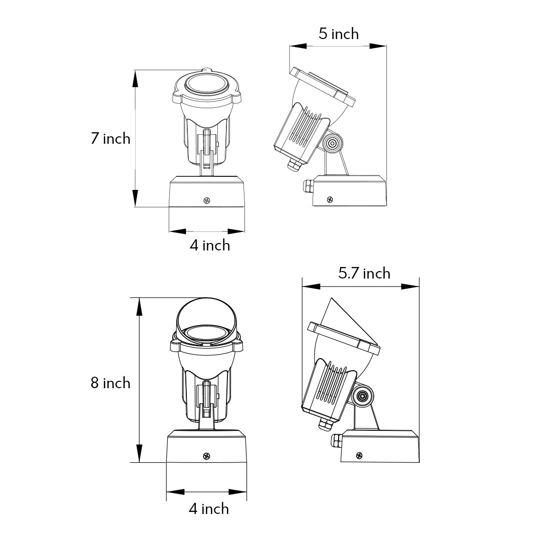 Anti-Glare Outdoor LED Spotlight — Die-Cast Aluminum, 4W OSRAM, 3000K Warm White, IP65 Weatherproof