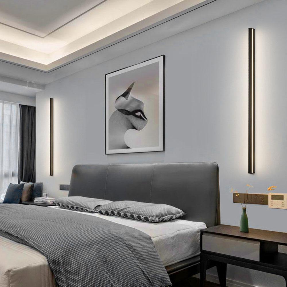 dimmable rgb black minimalist long led linear wall lights