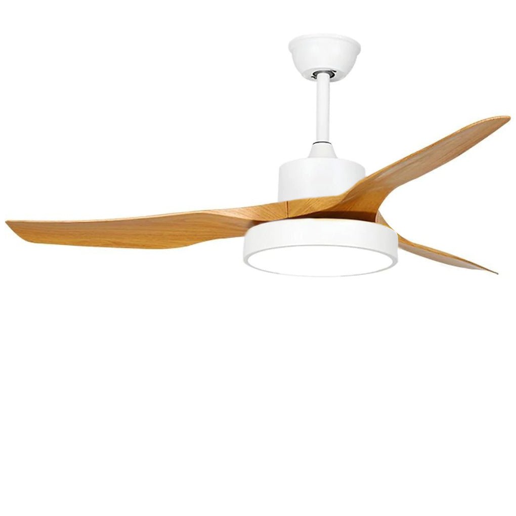 Rustic 3-Blade Ceiling Fan — Wood Grain Finish, LED, Dimmable, Remote Control, 3000K–6000K, 52"