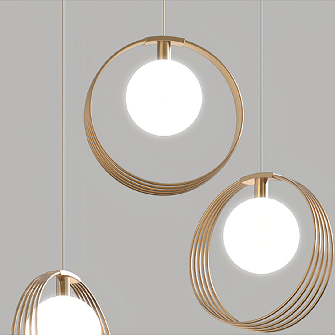 Minimalist 3-Light Pendant — Iron Ring or Petal Design, Acrylic, Three-Color Dimming, Adjustable Height