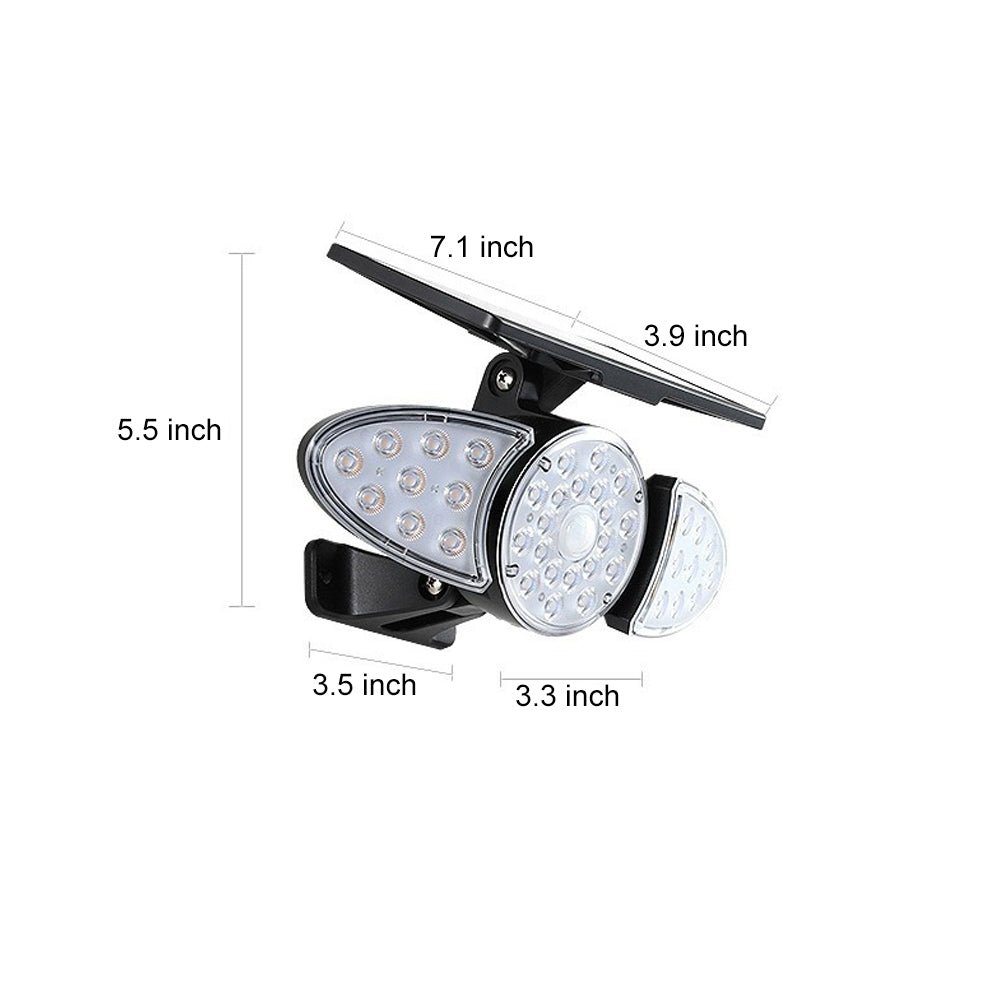 3 head solar motion security light outdoor led wall fixture with motion sensor