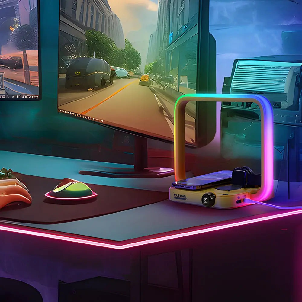 3-in-1 LED Bedside Table Lamp with Touch Control, Wireless Charger, and Timer Luxe