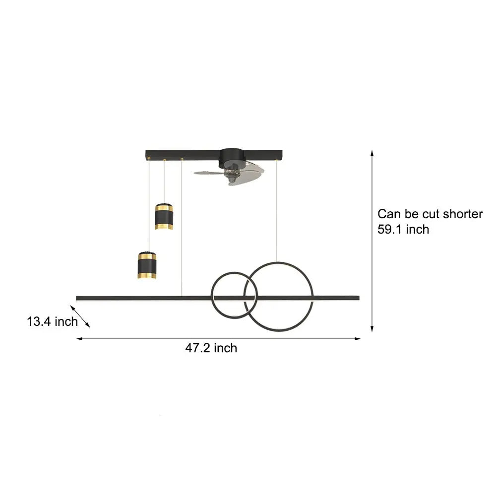 Modern Dining Room Chandelier Ceiling Fans with 3-Step Dimming and Creative Projection Luxe