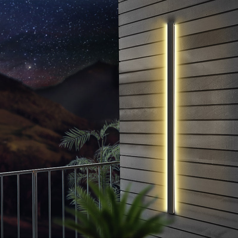 Linear Outdoor Wall Sconce — Black Metal, LED, IP65, Dimmable with Remote, 40"–80", 20W–40W