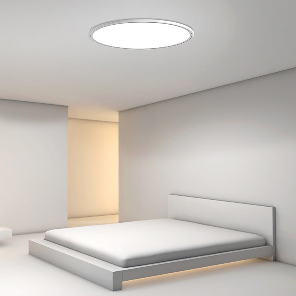 30" Ultra-Thin Round LED Flush Mount — Aluminum & Acrylic, 72W, 2700K–6500K, Remote Control Dimmable