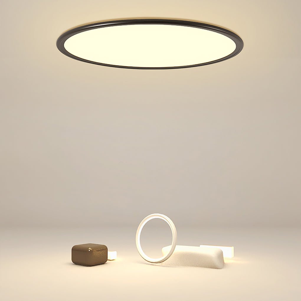 30" Ultra-Thin Round LED Flush Mount — Aluminum & Acrylic, 72W, 2700K–6500K, Remote Control Dimmable
