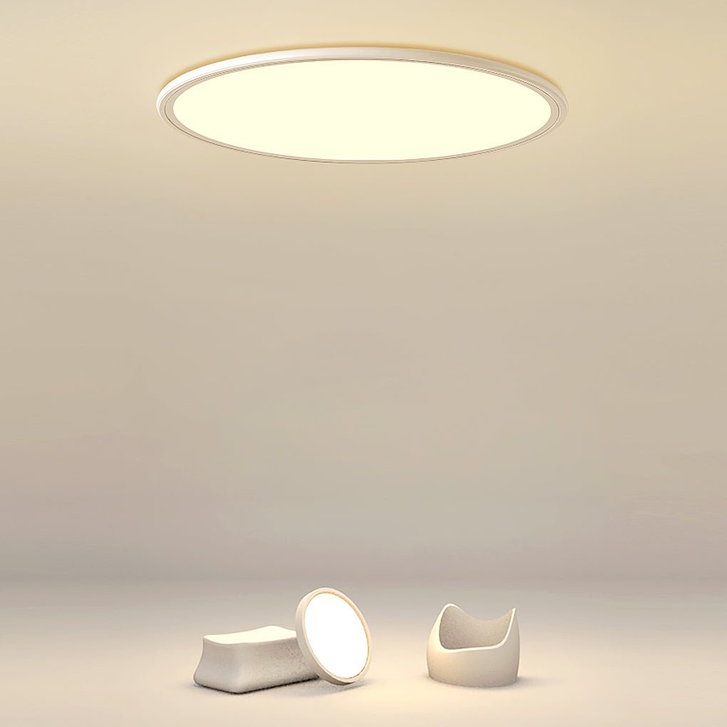 30" Ultra-Thin Round LED Flush Mount — Aluminum & Acrylic, 72W, 2700K–6500K, Remote Control Dimmable