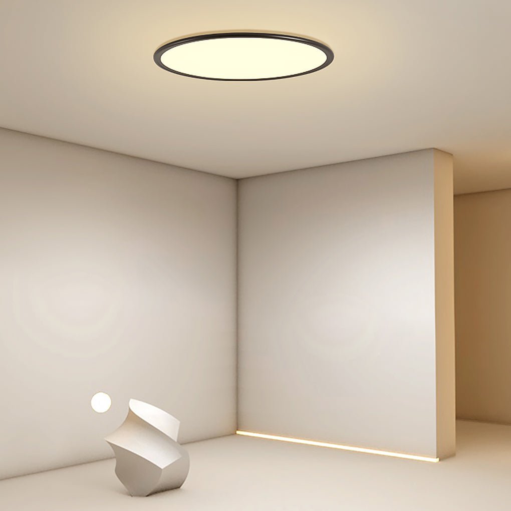 30" Ultra-Thin Round LED Flush Mount — Aluminum & Acrylic, 72W, 2700K–6500K, Remote Control Dimmable