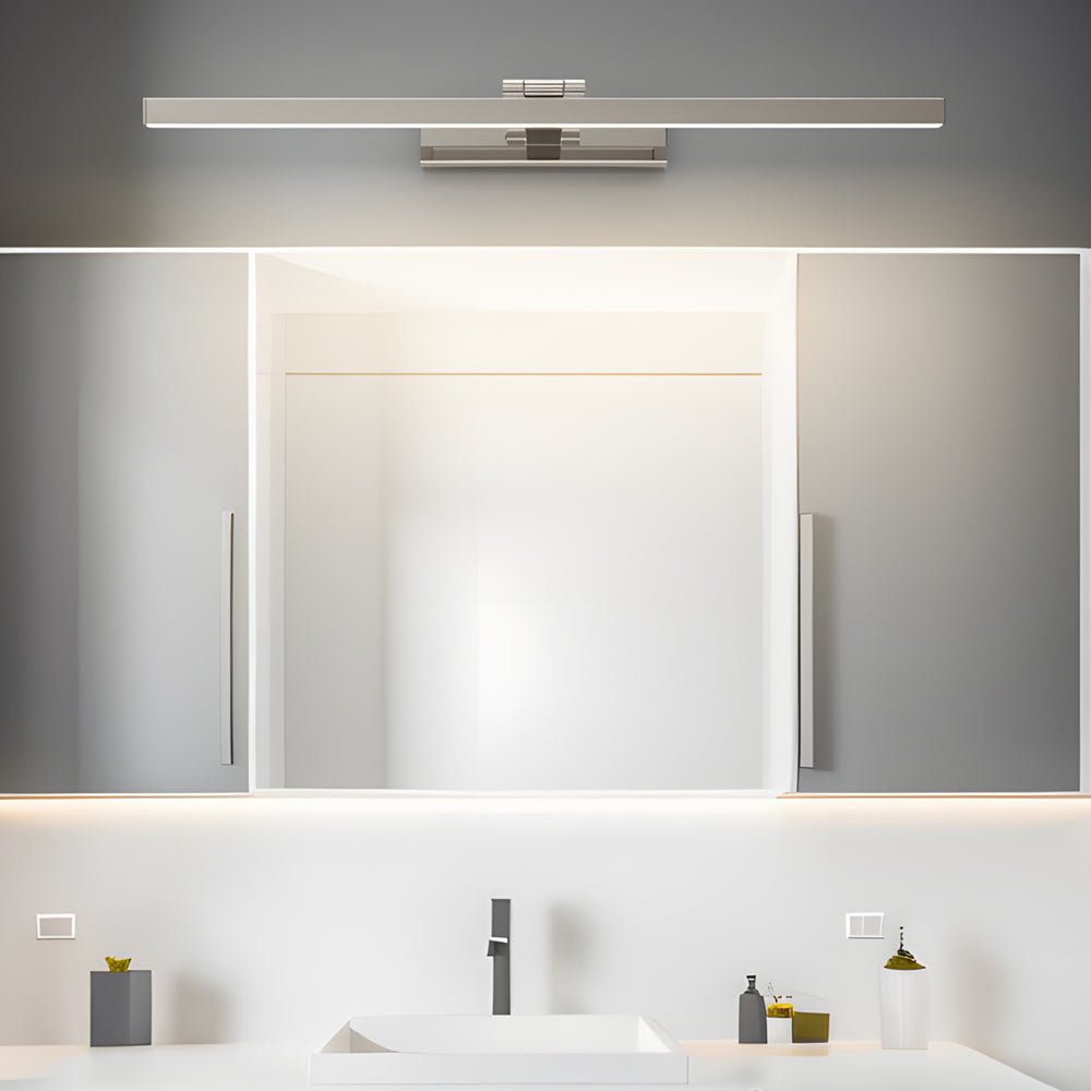 31" Modern Bathroom Vanity Light Bar — Stainless Steel & Acrylic, 16W LED, 180° Adjustable, 3000K/4500K/6000K