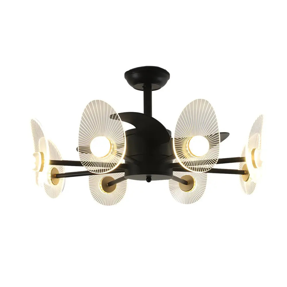 31-Inch Black Round Acrylic Ceiling Fan with Light, Remote, and 3 Blades Luxe