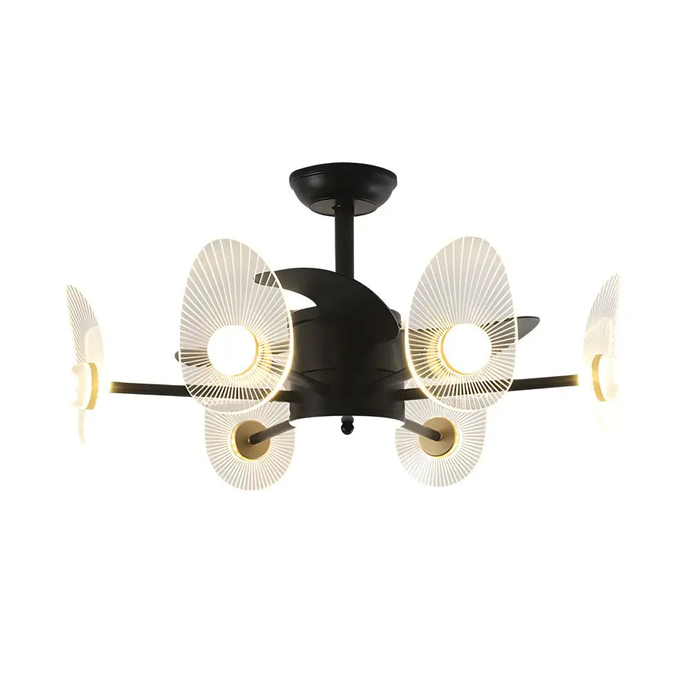 31-Inch Black Round Acrylic Ceiling Fan with Light, Remote, and 3 Blades Luxe