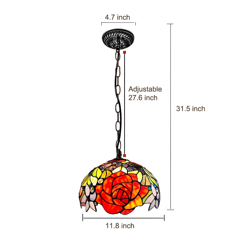 Baroque Mini Pendant Chandelier — Handmade Welded Colorful Glass, E27, 11.8" Diameter