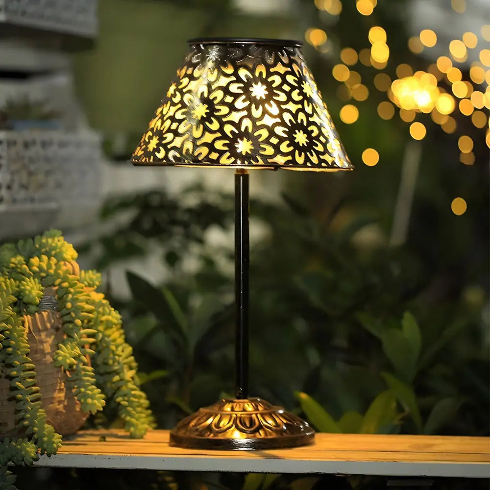 LED Waterproof Outdoor Table Lamp - Solar Silver Metal Design Luxe