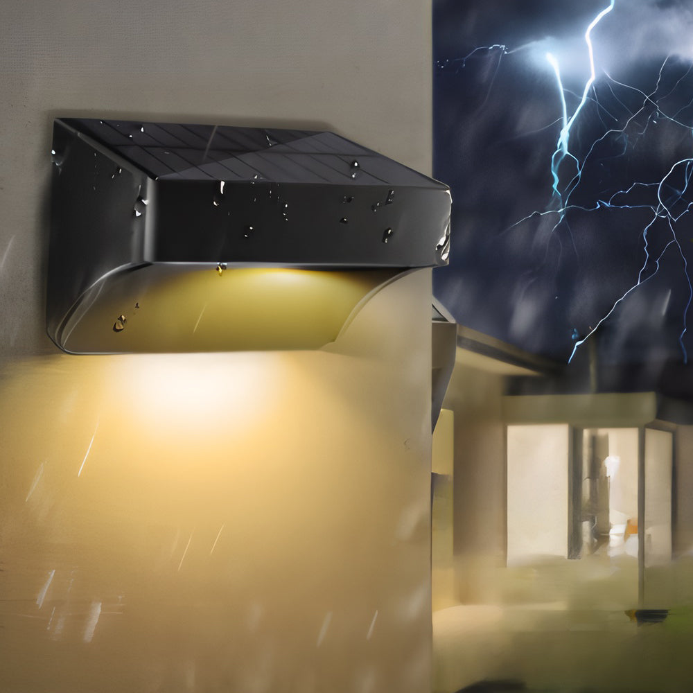 Minimalist Solar Outdoor Wall Sconce, 4-Pack — Black ABS, LED, Dusk-to-Dawn, RGB + Dual White, IP65 Weatherproof