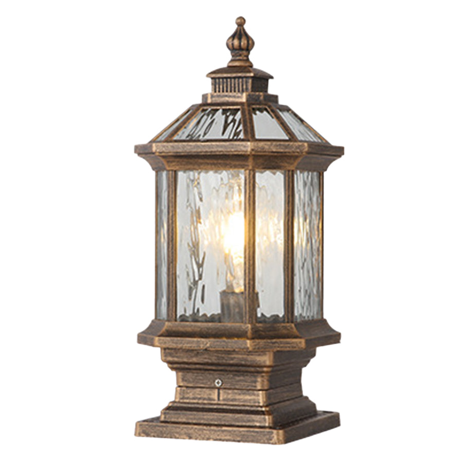 Vintage Lantern Pillar Light — Aluminum, Solar or Hardwired, IP54, 3-Step Dimming, Black or Bronze