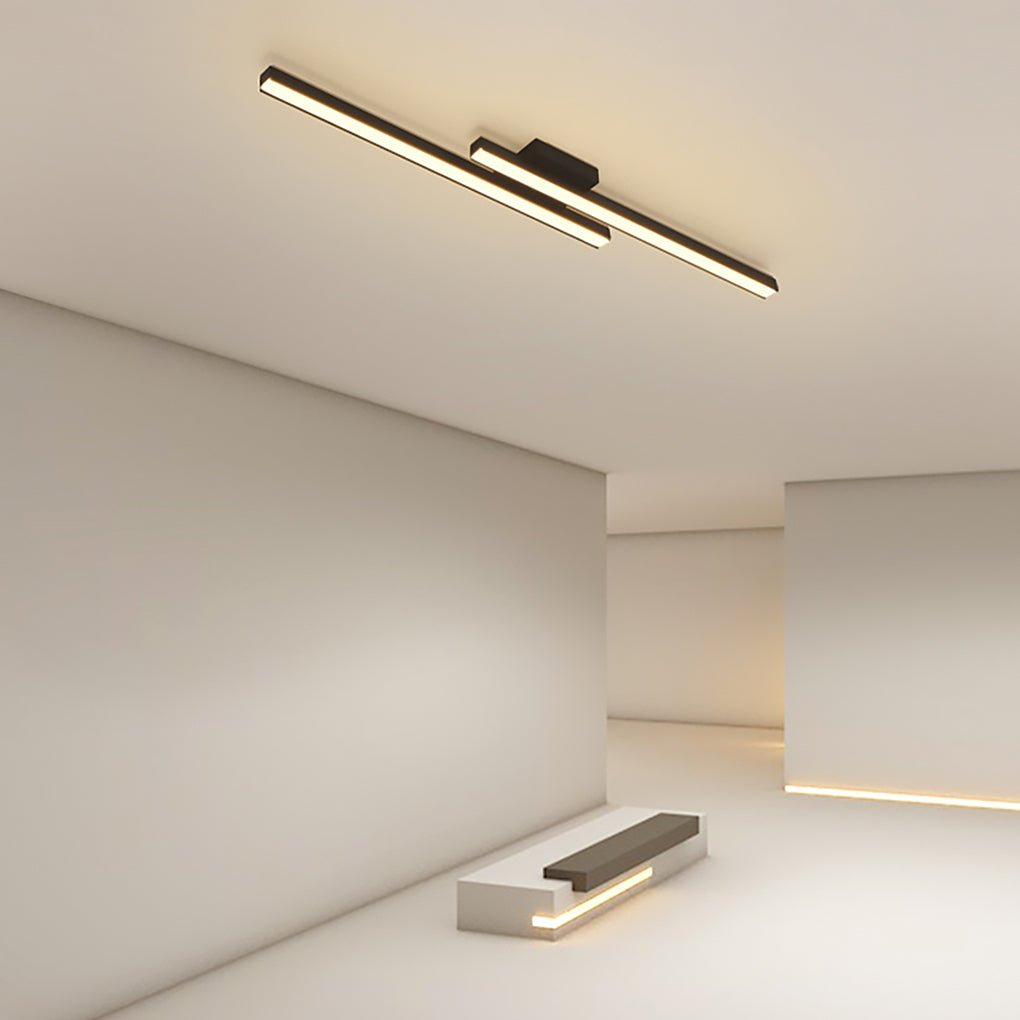 35" Modern Rectangular LED Flush-Mount Ceiling Light — Aluminum & Acrylic, Black, 30W, 3000K / 6000K