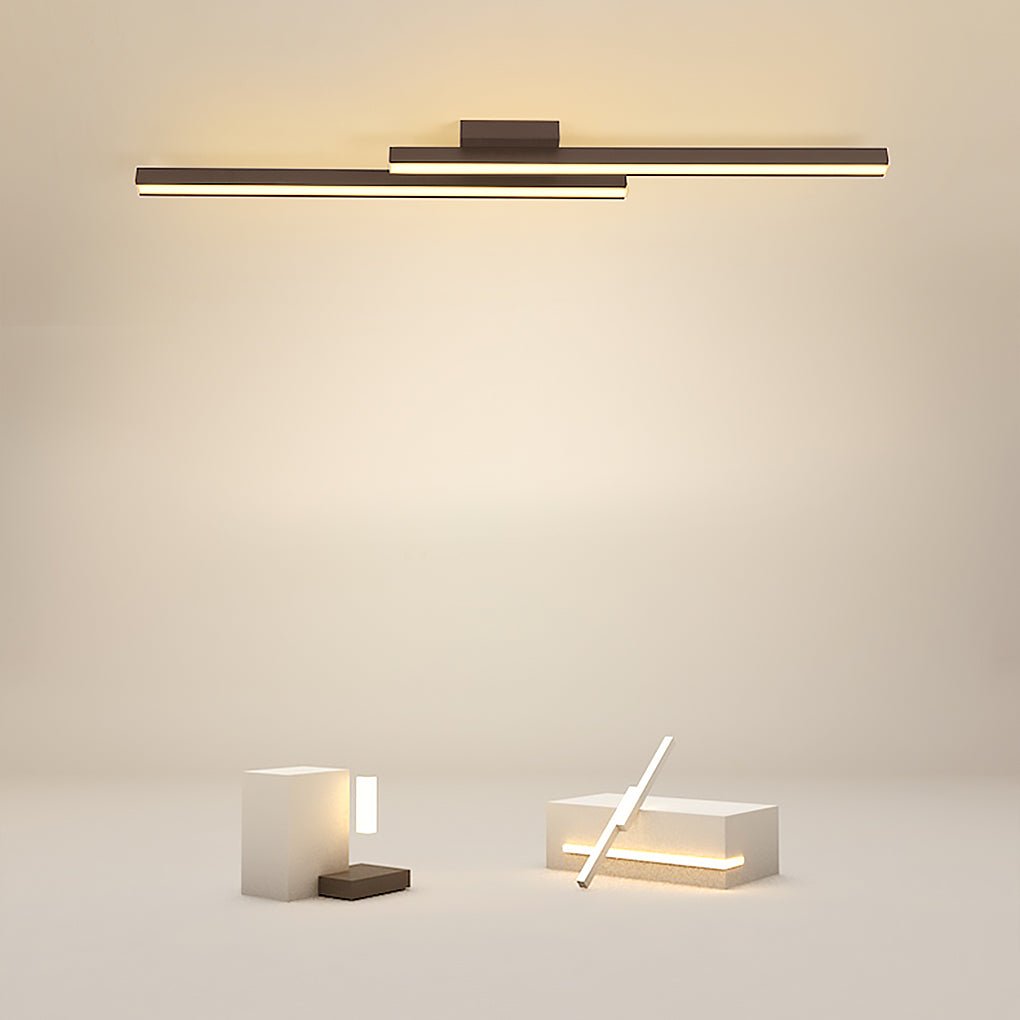 35" Modern Rectangular LED Flush-Mount Ceiling Light — Aluminum & Acrylic, Black, 30W, 3000K / 6000K
