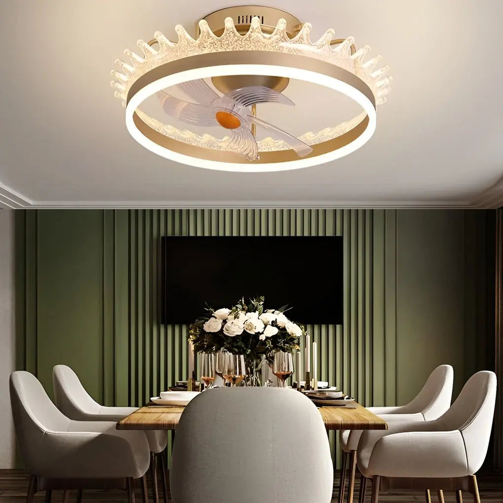 360° Rotating Dimmable LED Ceiling Fan Light with Remote Control - Silent Operation Luxe