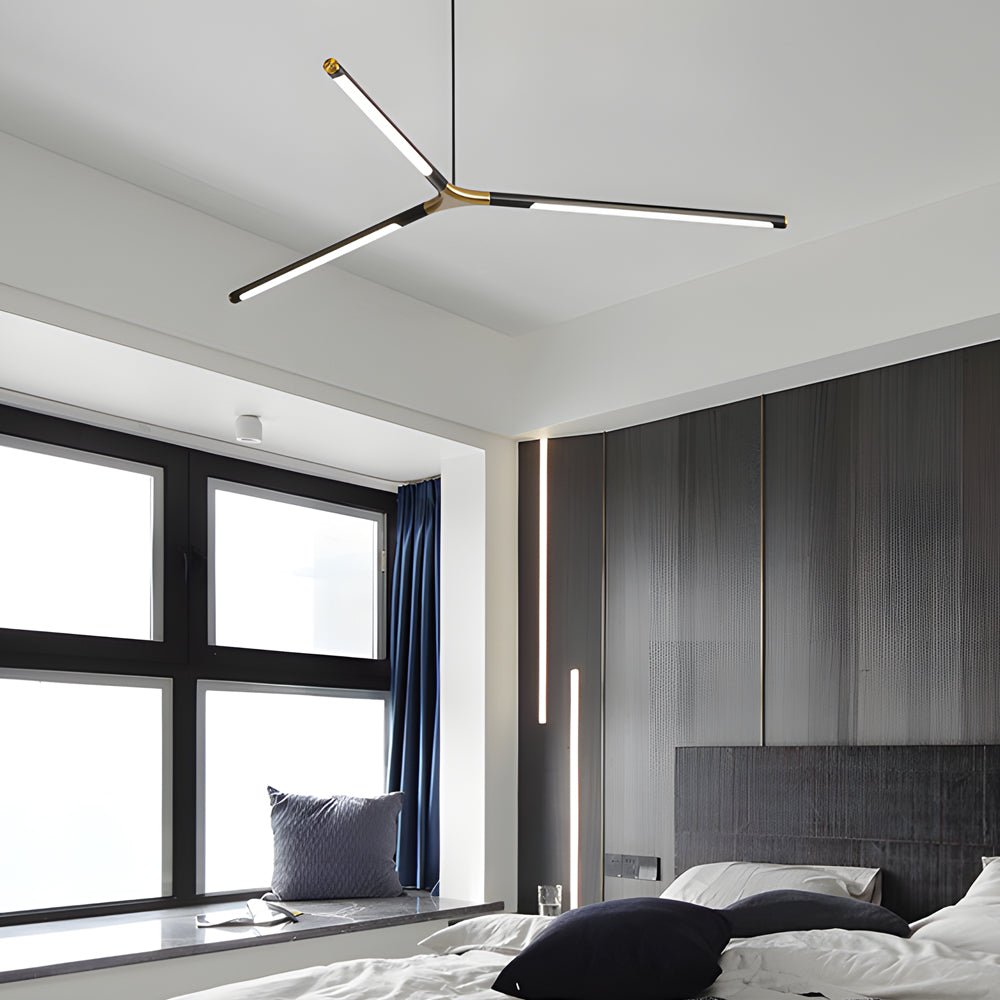 Linear Sputnik Chandelier — Aluminum, 3- or 8-Light, Dimmable, Remote Control, 3000K–6000K
