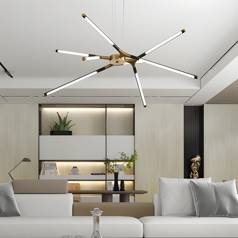 Linear Sputnik Chandelier — Aluminum, 3- or 8-Light, Dimmable, Remote Control, 3000K–6000K