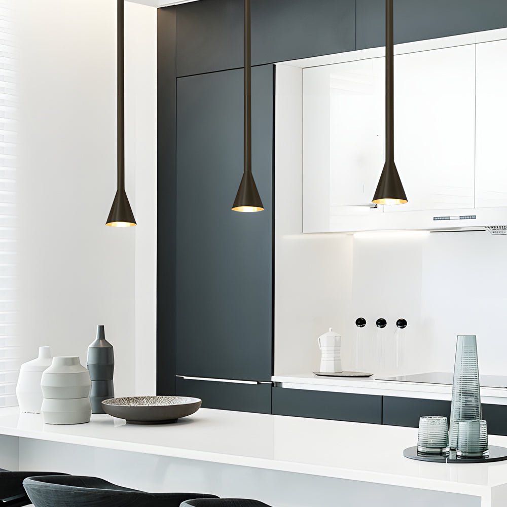 3937 modern vertical metallic tube cone pendant light