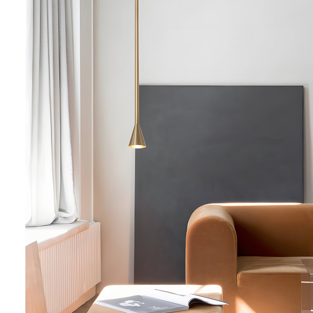 3937 modern vertical metallic tube cone pendant light