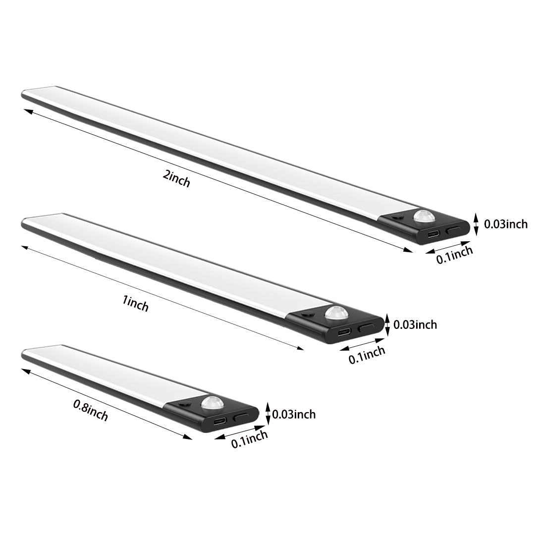 Magnetic Under-Cabinet Sensor Light — Aluminum, LED, Three-Color Dimming (3000K/4000K/6000K), Stepless Dimming, USB Rechargeable