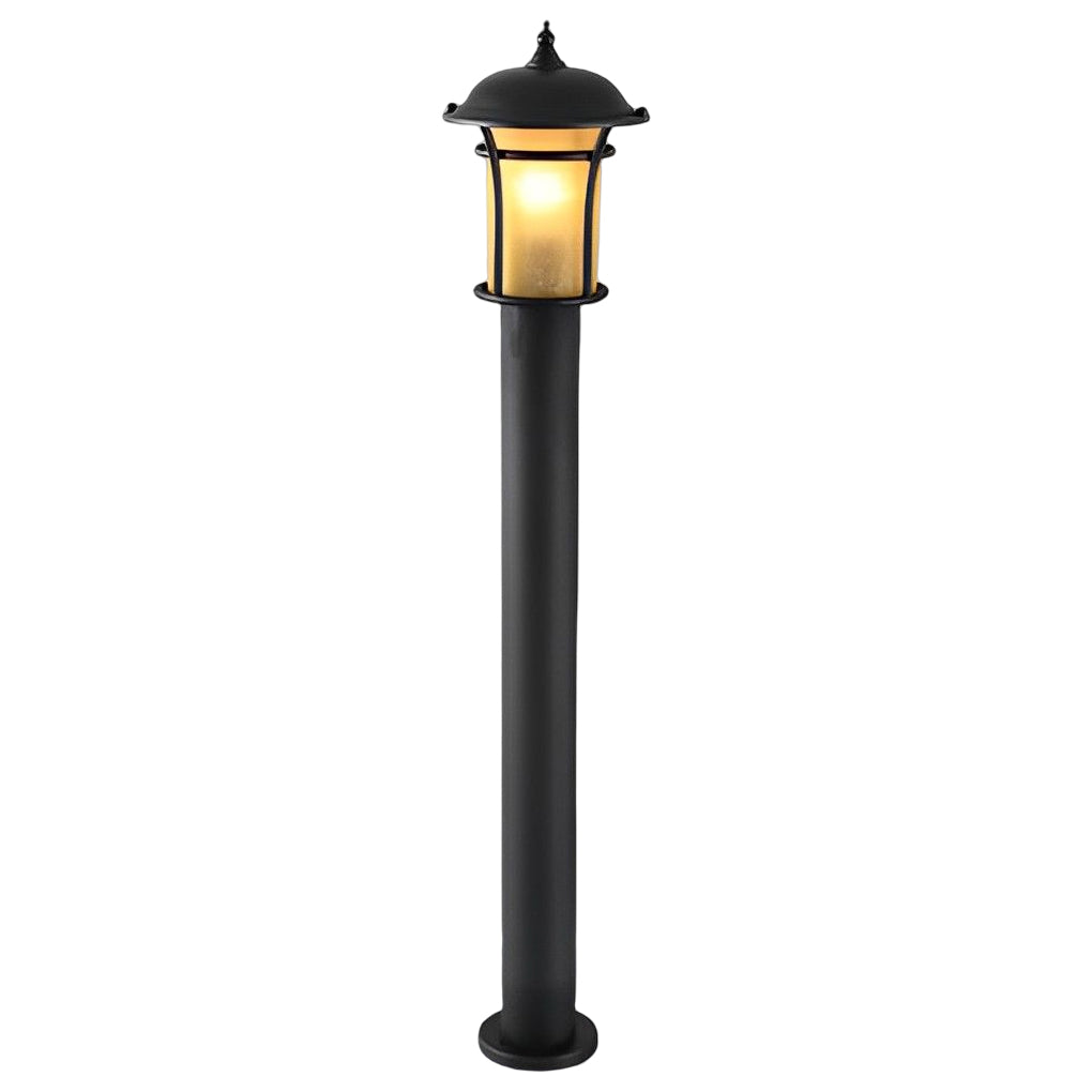 Classic English Outdoor Post Light — Black Iron and Glass, LED E27, 9W, 3000K, 15"/23"/43"