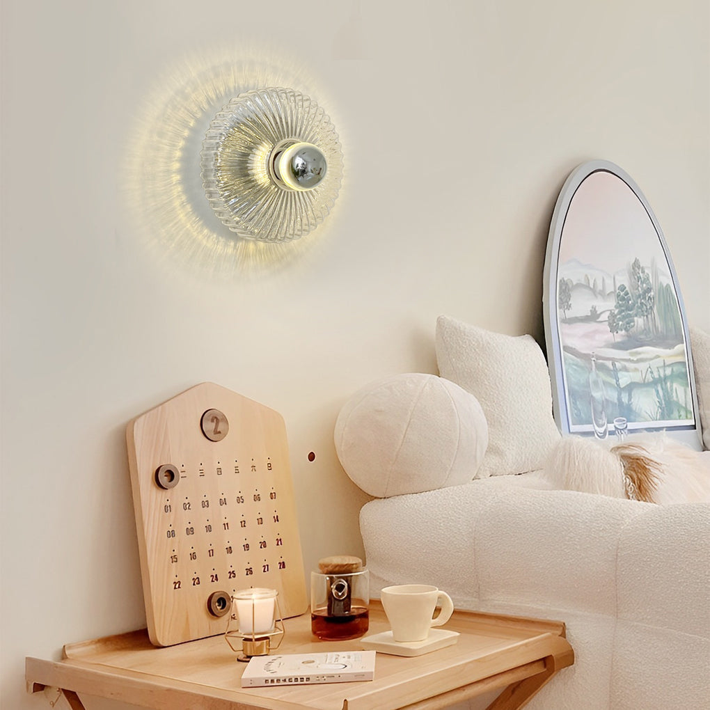 Medieval Modern Wall Sconce — Chrome Iron, Round Transparent Glass Cup, E27 Hardwired, 3000K