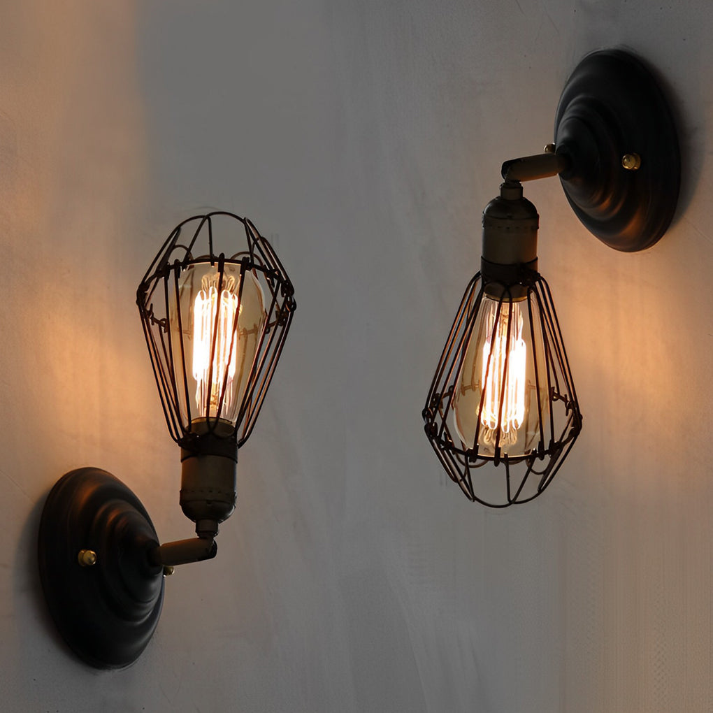 Adjustable Industrial Retro Wall Sconce — Black Iron, E27, Up/Down Directional, 7" × 11"