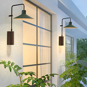 Cone Shade Swing-Arm Outdoor Wall Sconce — Stainless Steel & Aluminum, LED, Warm White 3000K, IP-Rated Weatherproof