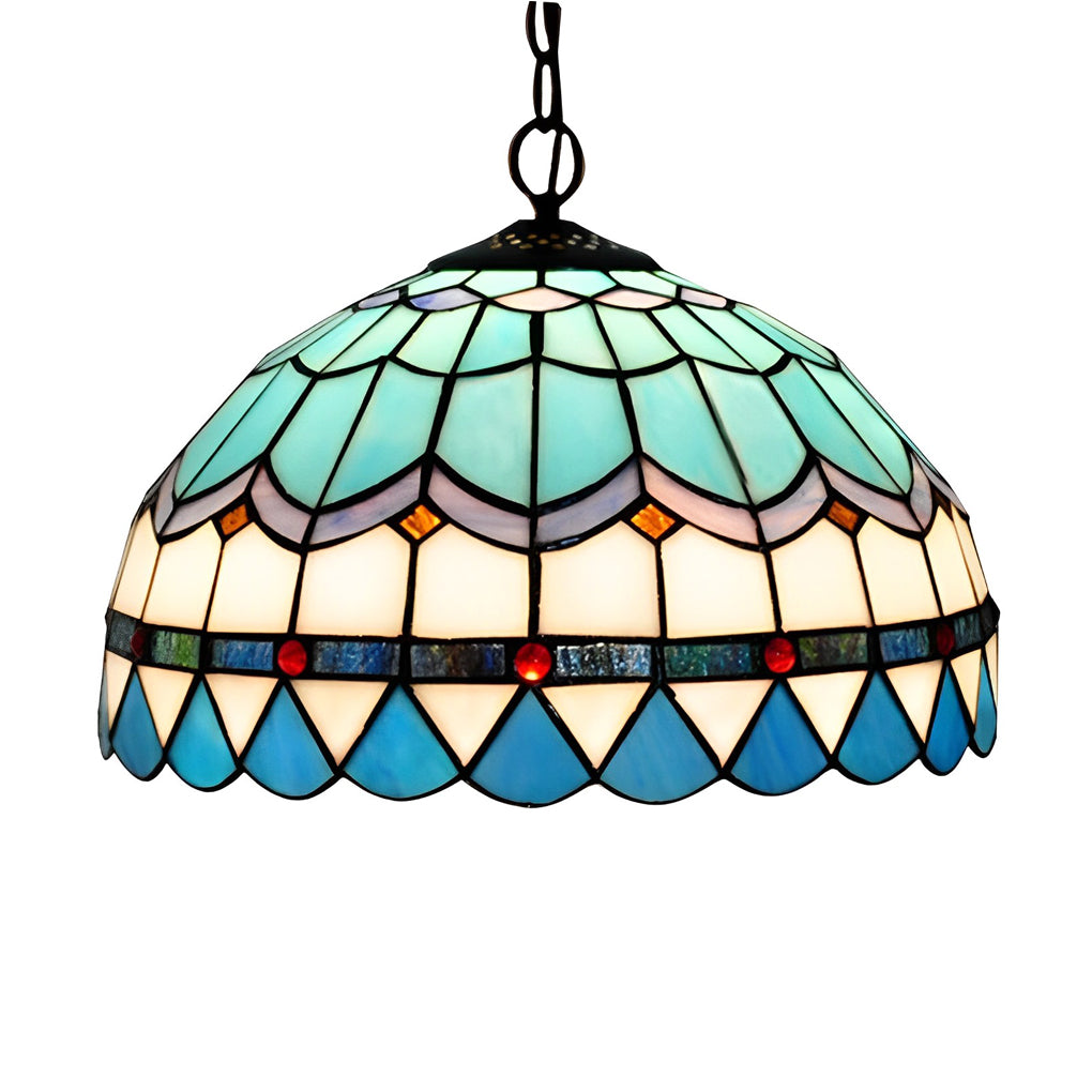 Baroque Mini Pendant Chandelier — Handmade Welded Colorful Glass, E27, 11.8" Diameter