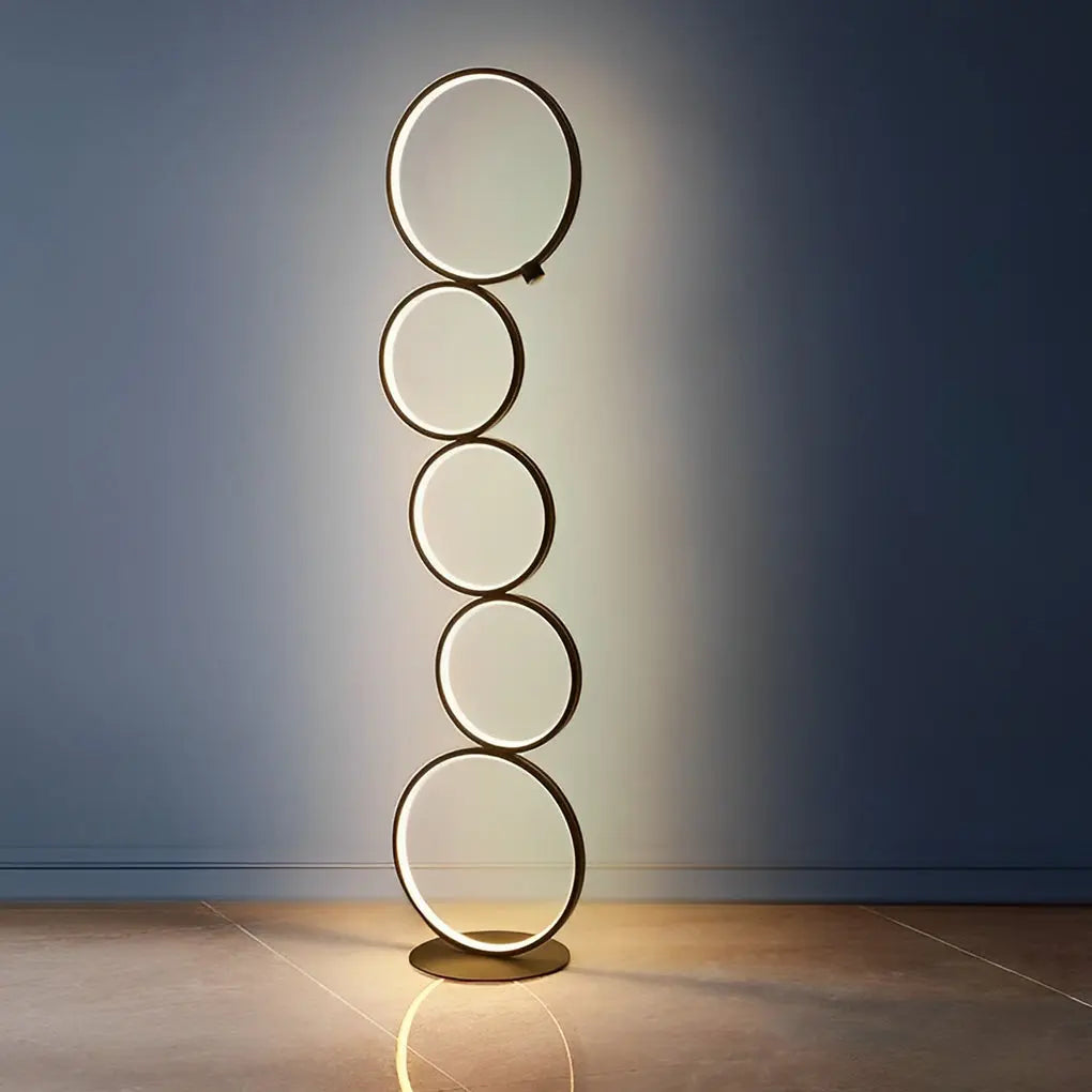 Contemporary 5-Circle LED Floor Lamp with Artistic Design Luxe