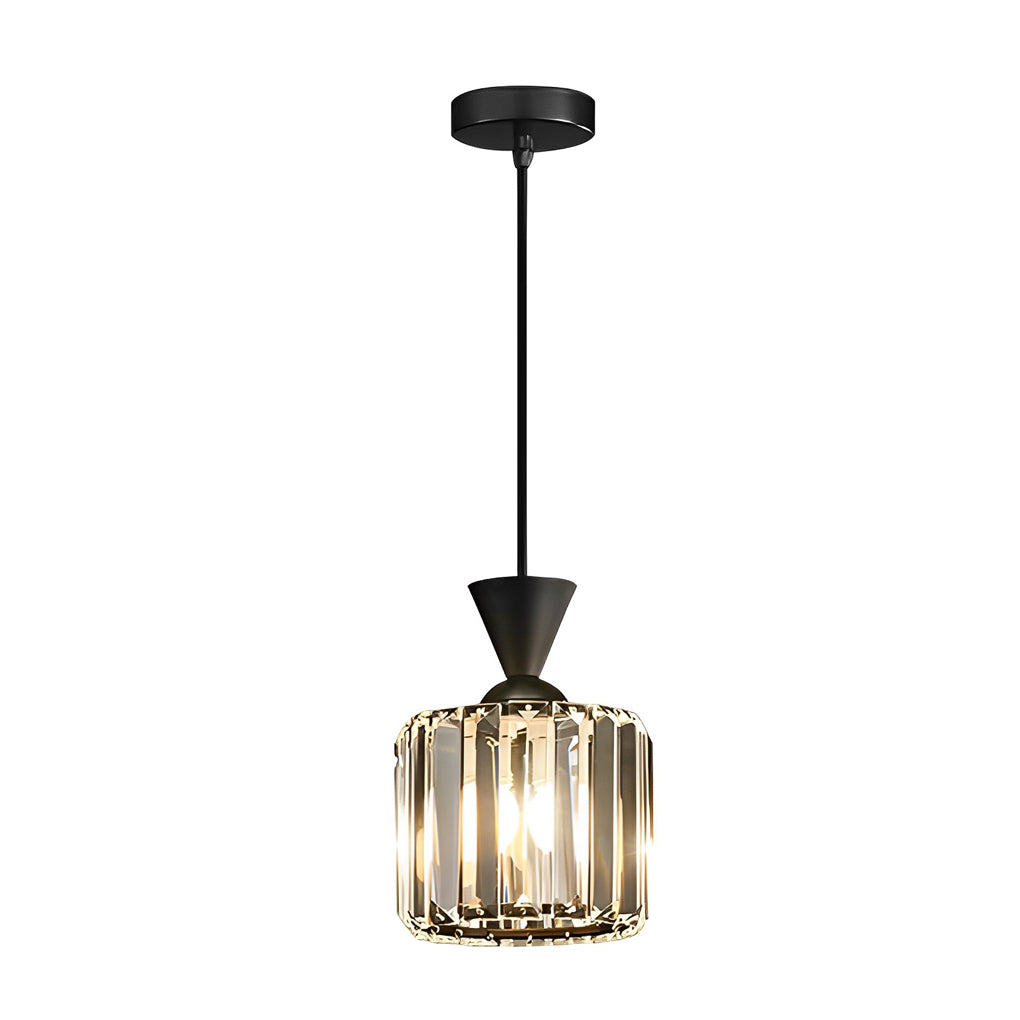 Round and Square Crystal Mini Pendant — Black and Gold, E27, Three-Step Dimming, 3000K/4500K/6000K