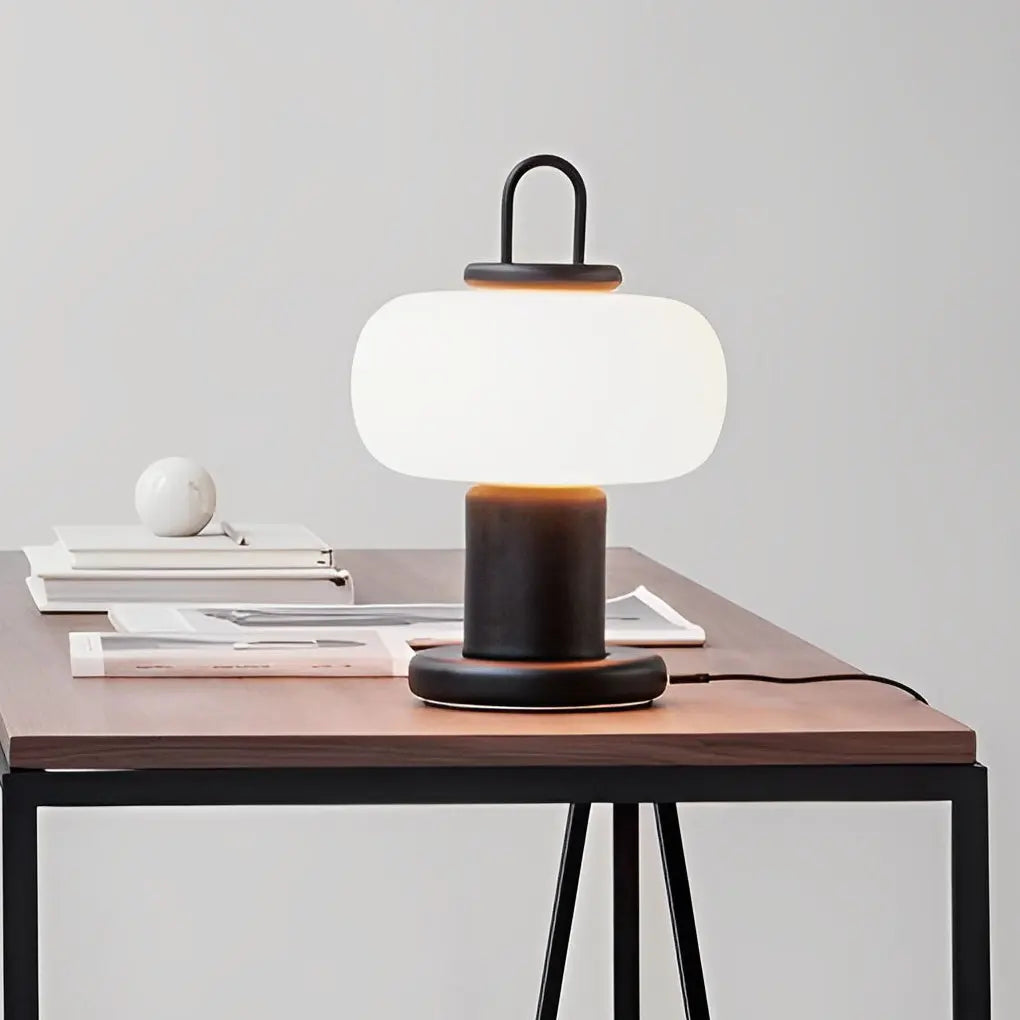 Portable LED Ambient Table Lamp with Modern Milk Glass Orb Design Luxe