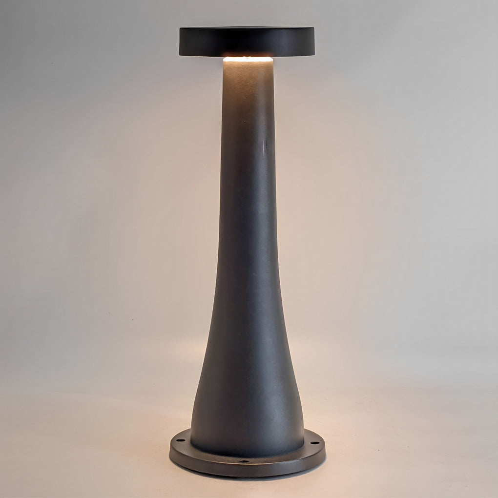 Mushroom Outdoor Pathway Bollard Light — Black Aluminum, LED, IP65 Weatherproof, 7.5" × 20.5"