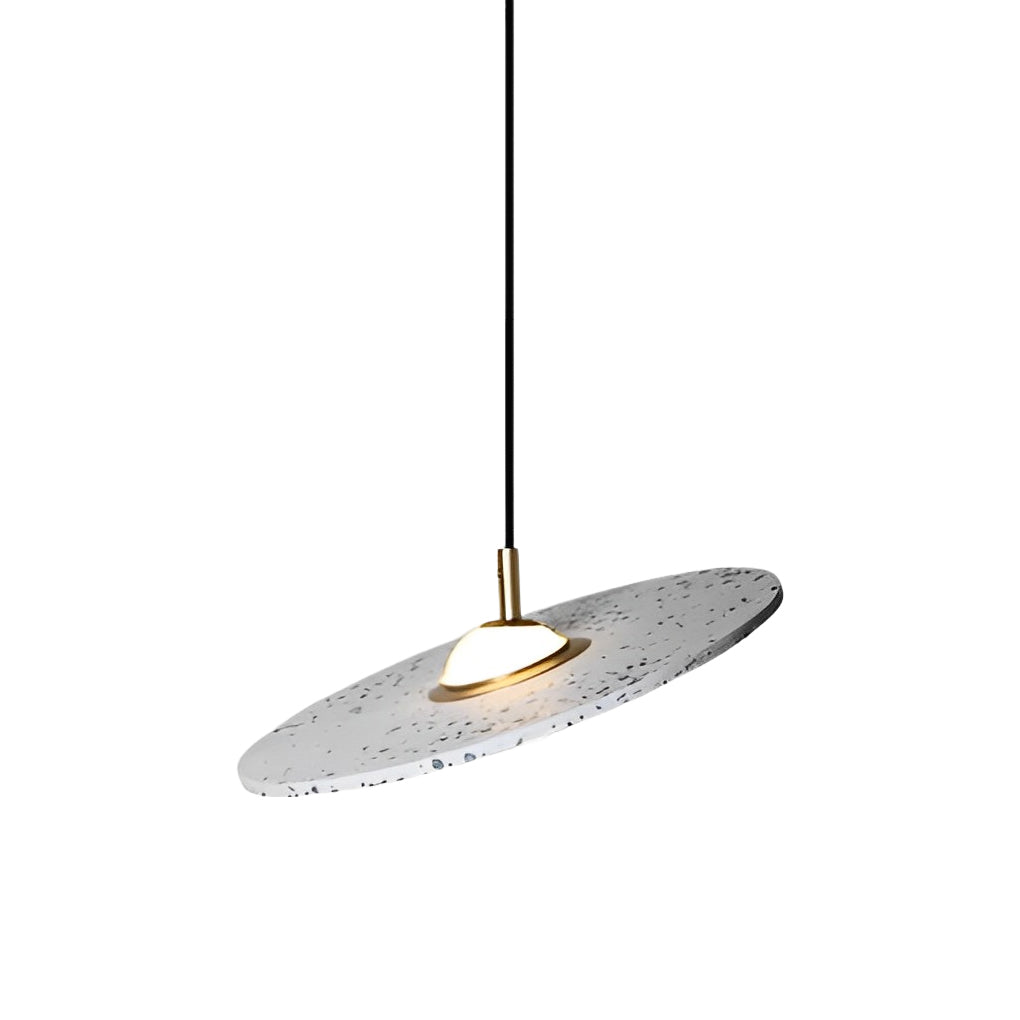Terrazzo Planet Pendant Light — Concrete & Tempered Glass, G4 LED, 15.7" Diameter, Adjustable Angle