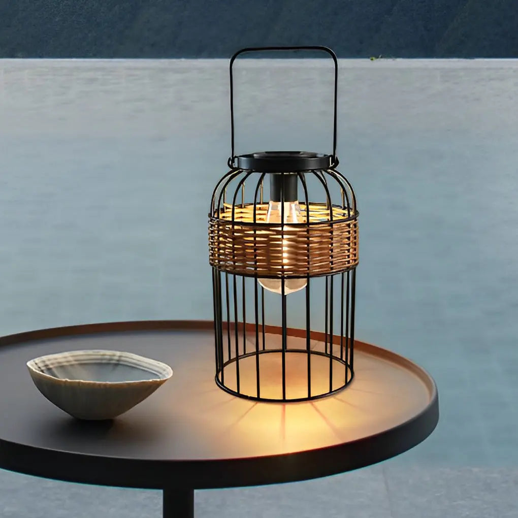 Intelligent Solar Night Light: Portable Waterproof Lantern-Shaped Rattan Design Luxe