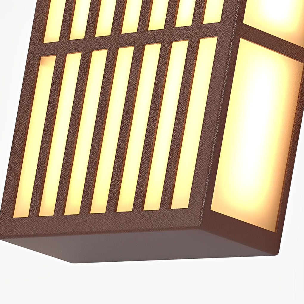 Retro Vertical Stripe Grid Outdoor Wall Sconce — Brown Stainless Steel, LED 3000K, IP65 Weatherproof, 23.6"–47.2"