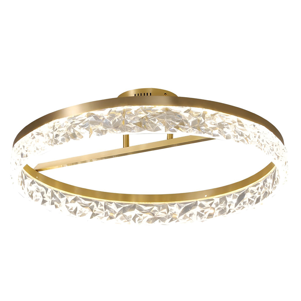 Minimalist Round LED Semi-Flush Mount — Copper, Gold Finish, 60W, 3000K/4500K/6000K, 20" Diameter