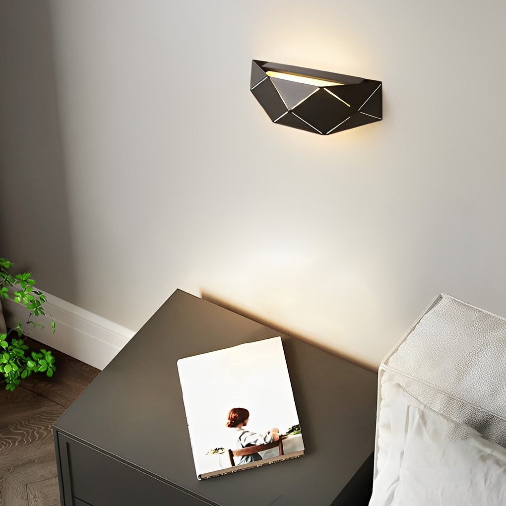 Geometric Diffused-Light Wall Sconce — Black & White Iron and Acrylic, Minimalist